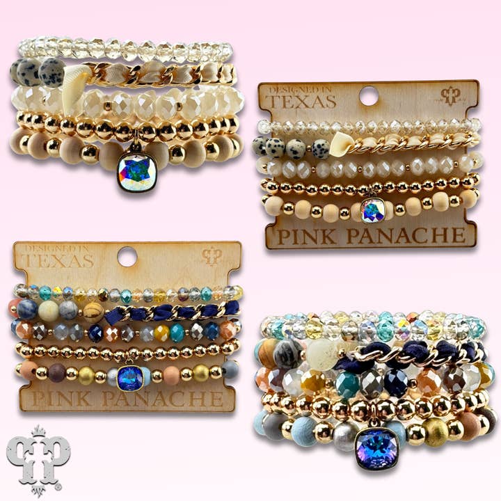 Mixed bead bracelet with Austrian crystal for wholesale by Pink Panache Brands