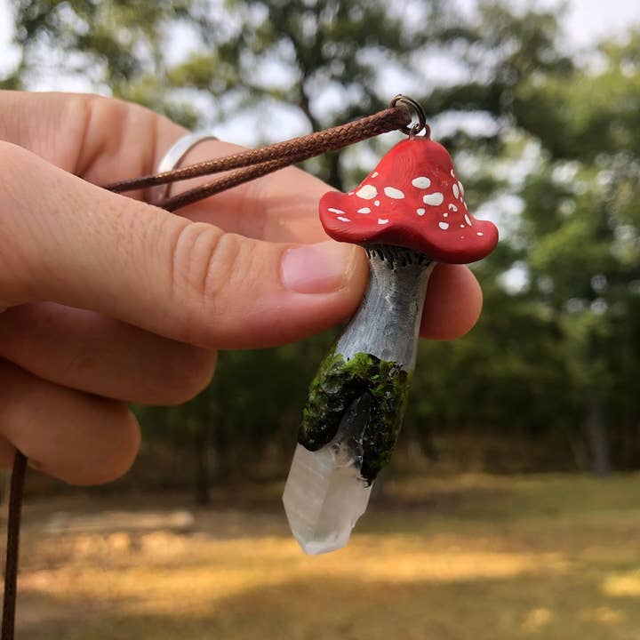 Nature’s Divine Designs - Wholesale Spiritual Stone/Crystal - Deep Forest Amanita Mushroom Pendant