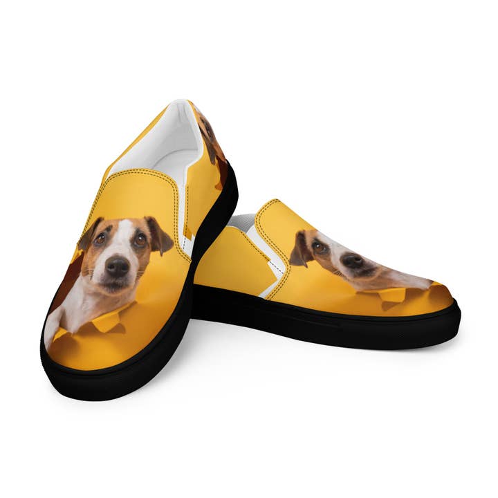 4legz - Wholesale Slip-on trainers – Women′s - Dog Break thru Yellow Women’s slip-on canvas shoes