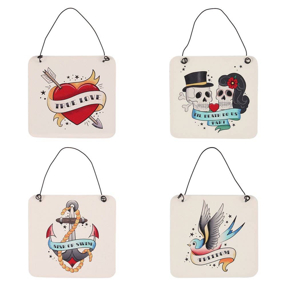 Something Different Wholesale - Vendita all'ingrosso Cartelli - Set di 24 mini cartelli con tatuaggi retrò da esposizione1