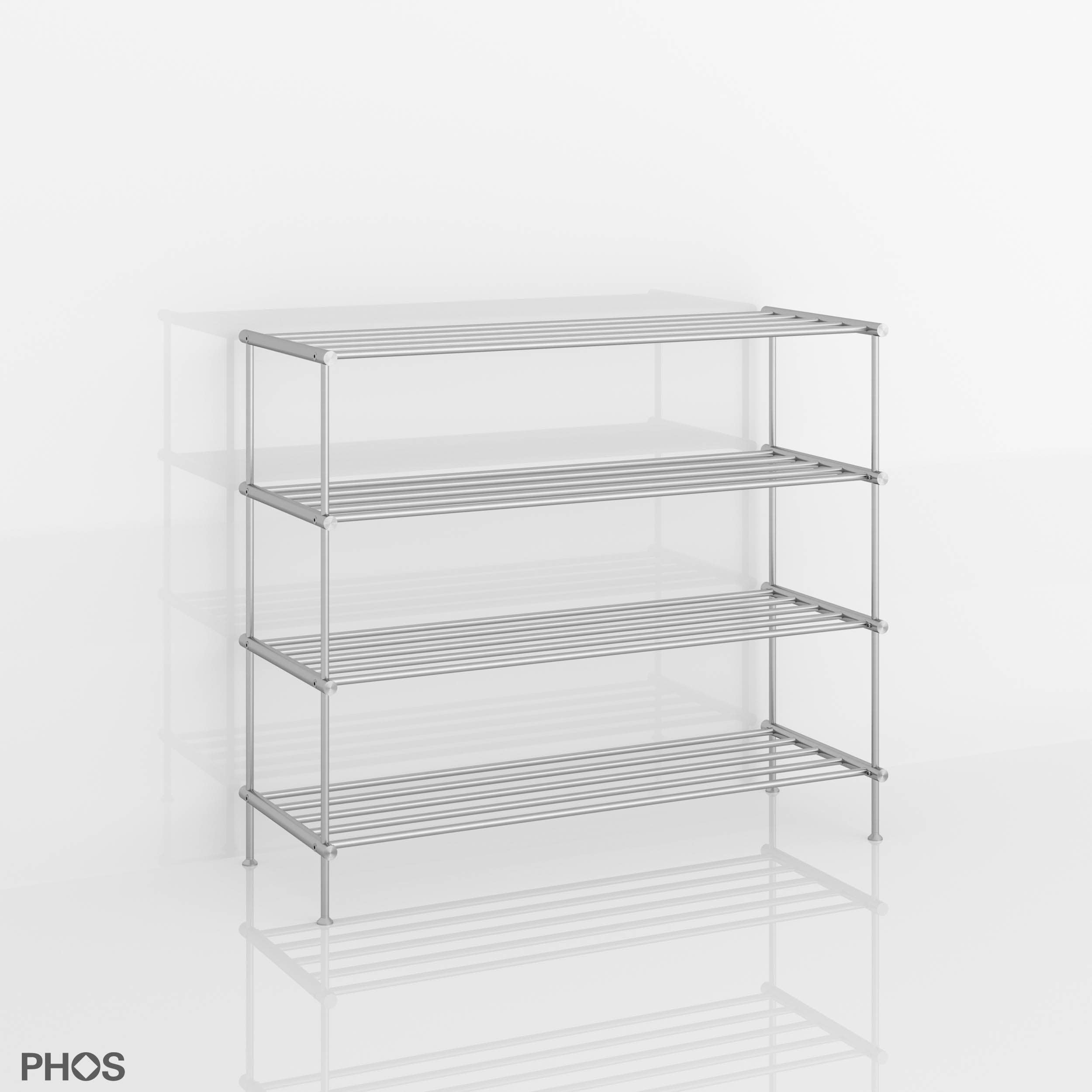 PHOS Design GmbH - Wholesale Shoe Rack - Solid stainless steel shoe racks, 30 cm deep, free-standing4