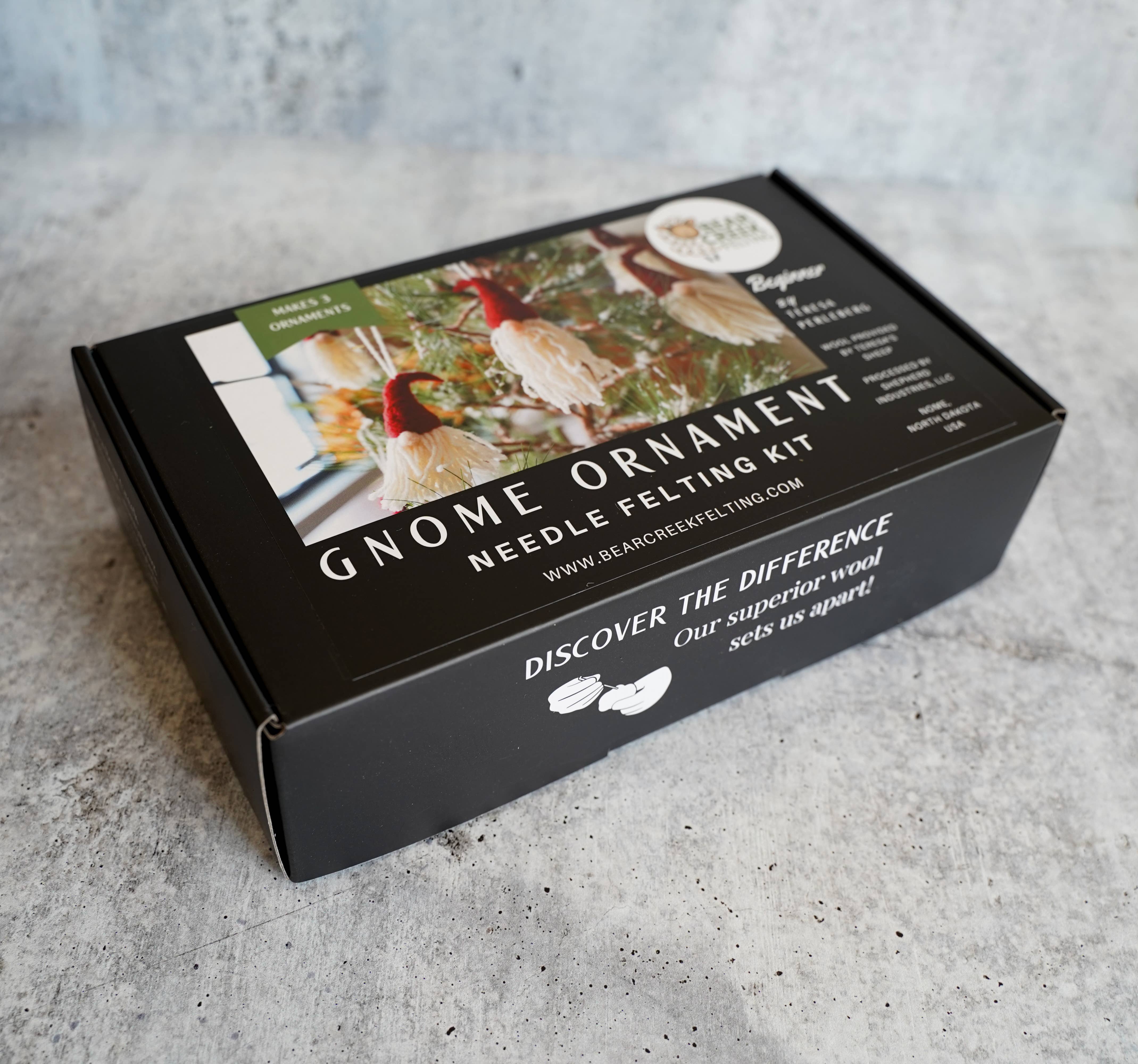 Bear Creek Felting - Vendita all'ingrosso Kit per lavoretti fai da te - Kit per infeltrire ad aghi Gnome Ornaments (per 3 ornamenti)3