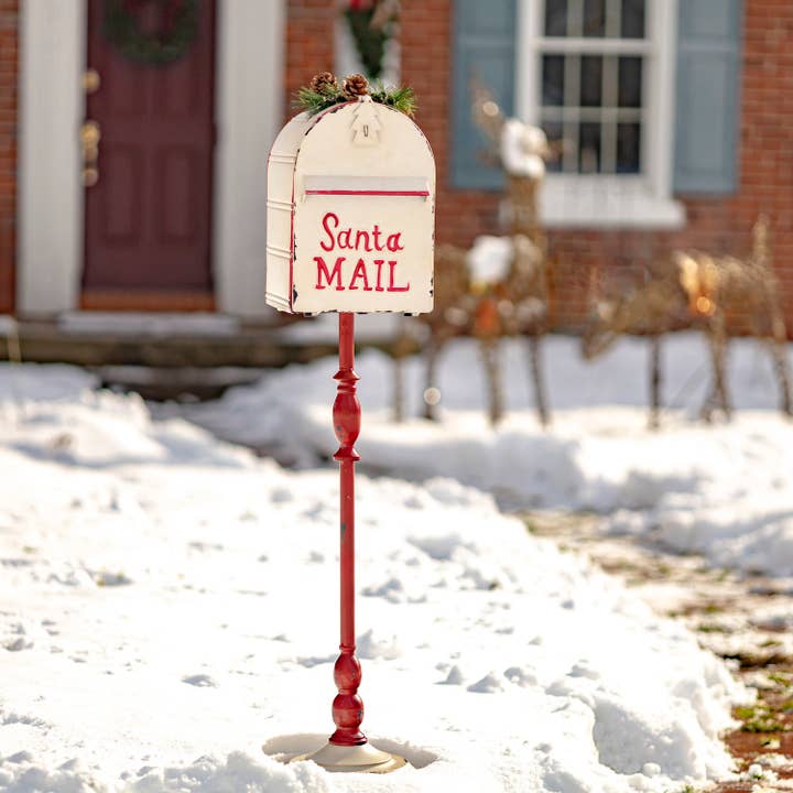 Zaer Ltd. International - Wholesale Christmas Decoration - Standing Christmas Mailbox w/Light up Wreath- in Red / White7