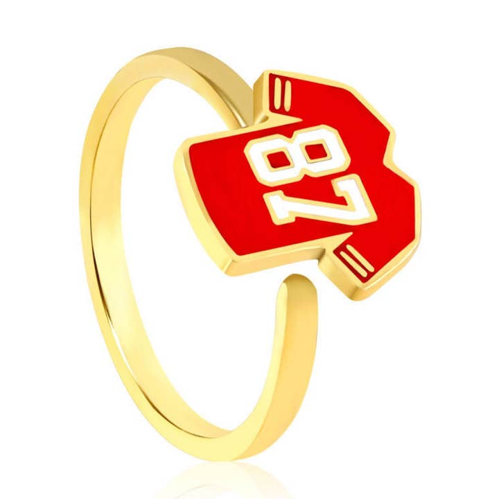 EB and Co. - Wholesale Cocktail/Statement Ring - Kansas City #87 Tight End Jersey Ring0