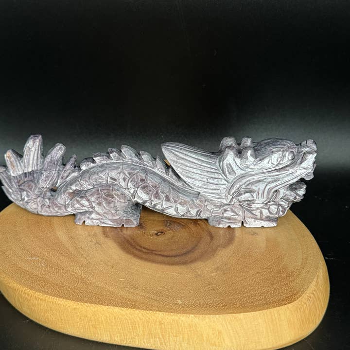 8 1/4" Rare Purple Mica Lepidolite Dragon Carving G999 for wholesale by The 7 Directions