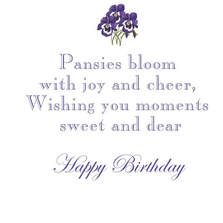 Stevie Streck Designs - Vente Cartes d'anniversaire - GAW1061 Carte de vœux d'anniversaire découpée à l'emporte-pièce Pansies1