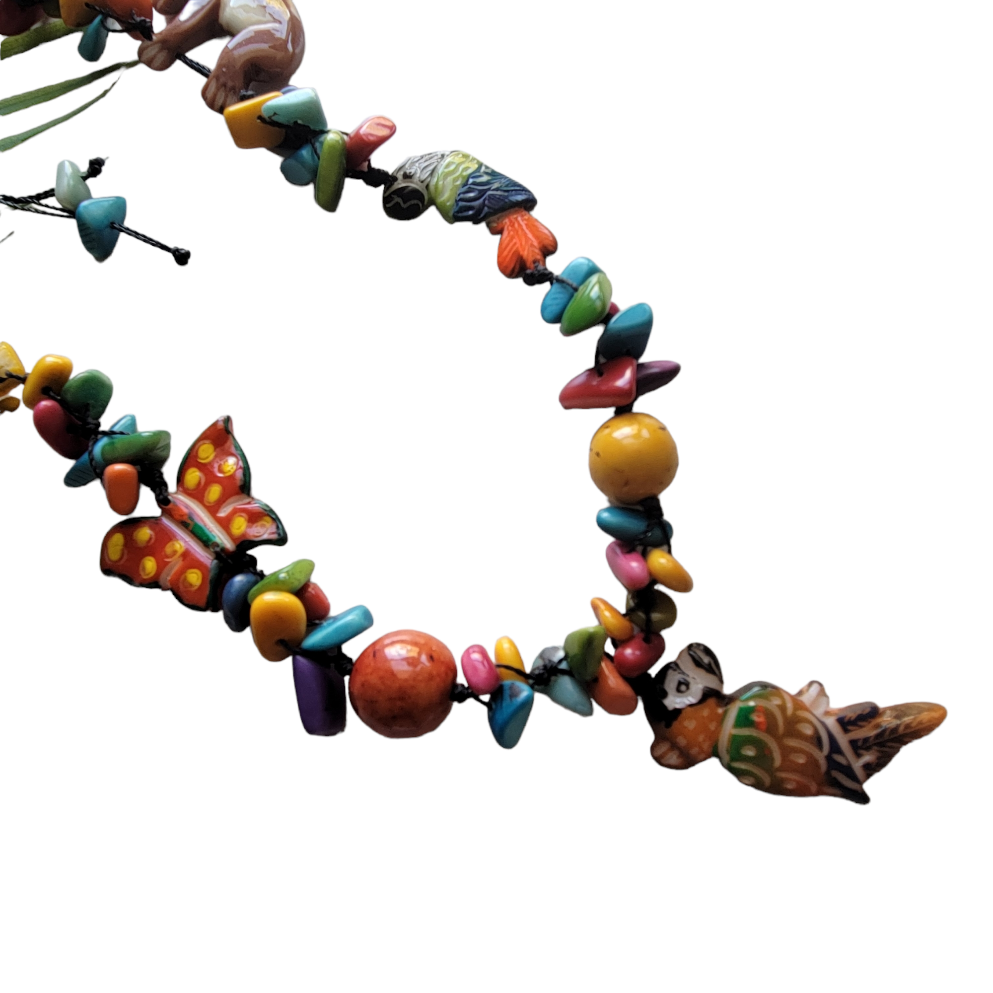 Organic jewelry by Allie – Colar pingente/pendente por atacado – Colar fauna e papagaios de selva da floresta tropical7