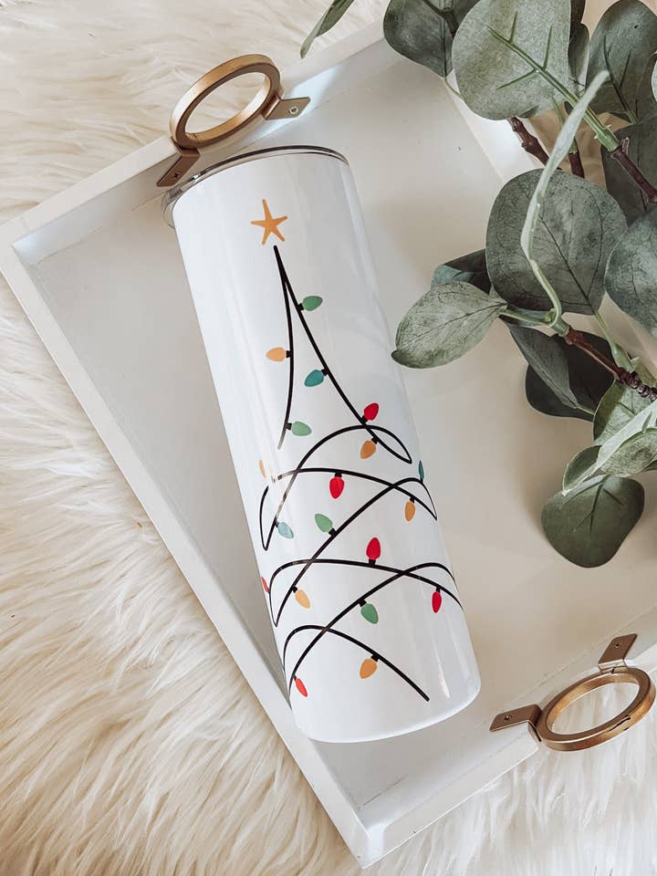 Christmas Tree Lights 20oz Skinny Tumbler for wholesale by Emma K Designs