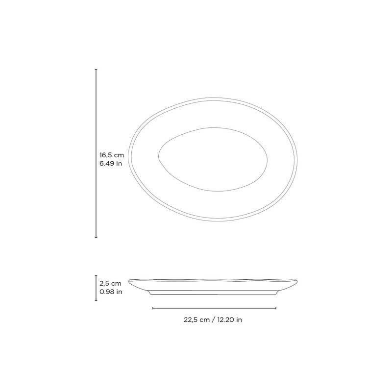 Silver Oval Dessert Plate Stoneware 8.86" Metallica for wholesale on Faire2