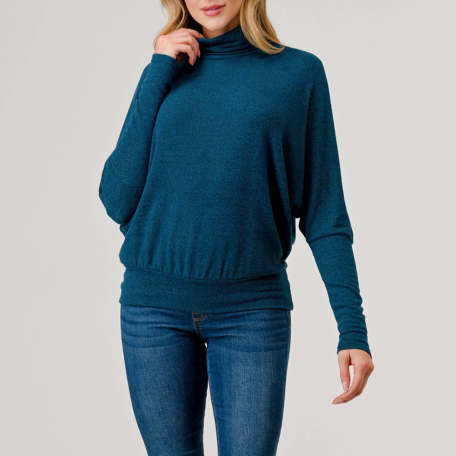 Heimious - Vente Haut en maille – femme - Haut en tricot brossé à manches longues et col roulé, T5342