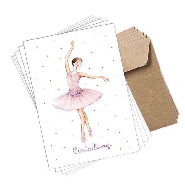 6er Set mit Umschlag: Postkarten BALLERINA ROSA zum Kinderge für den Großhandel von fioniony®