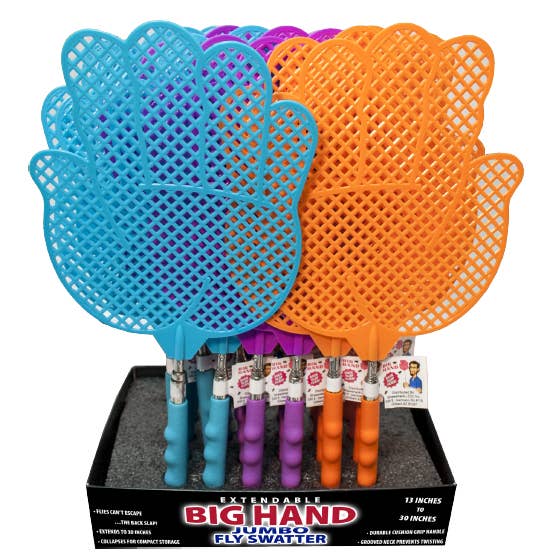 Big Hand Fly Swatter 24-Unit Counter Display for wholesale by ET Products