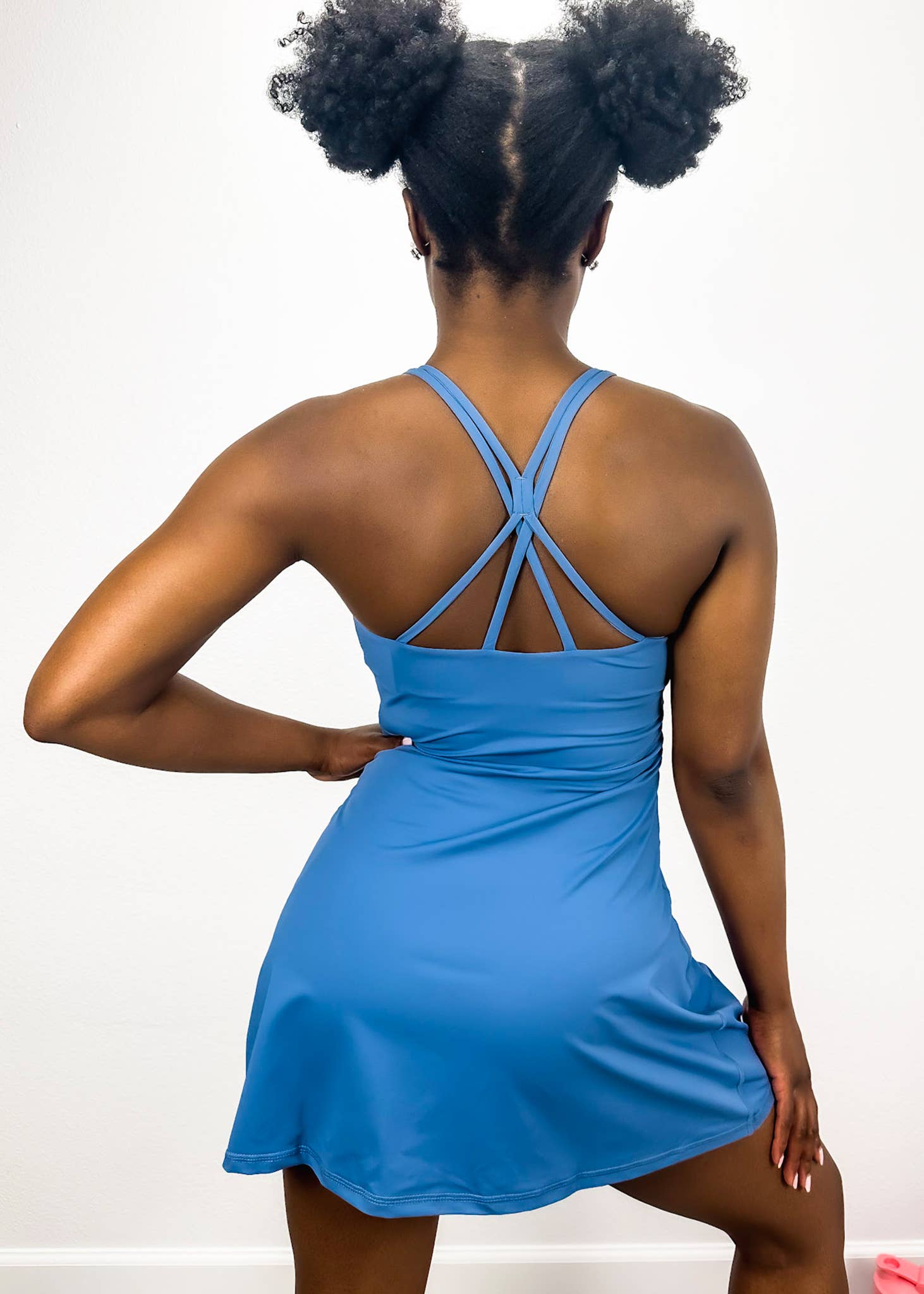 Active by Anna-Kaci – wholesale Athletic dress – Women′s – Crossing Back Straps Mini Exercise Dress4