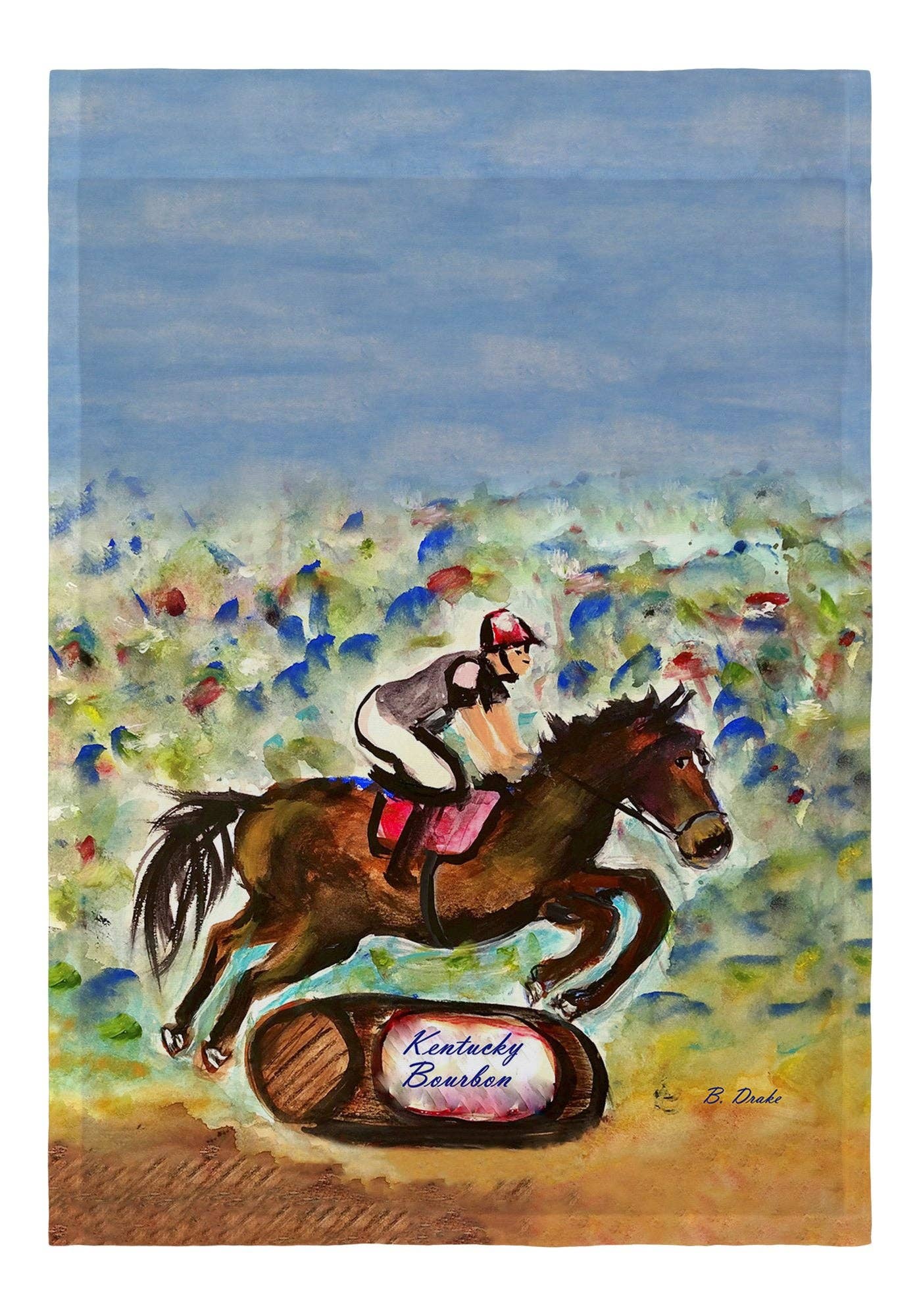 Betsy Drake Interiors - Vente Drapeaux - Drapeau du Kentucky Bourbon Horse Garden