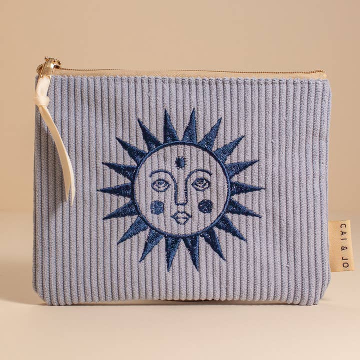 cai & jo - Wholesale Pouch - Women's - Corduroy Pouch in Seafoam Blue