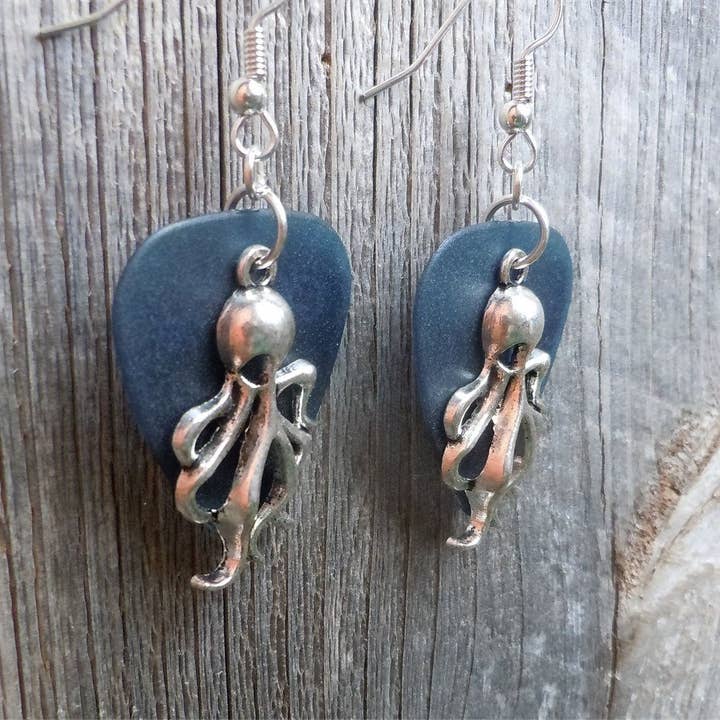 Simply Raevyn - Wholesale Dangle Earrings - Octopus Charm Guitar Pick Earrings25