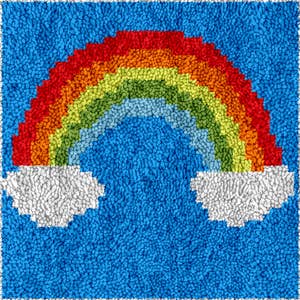 Latch Hook Kits Little Rug for Kids Color Colorful Rainbow Heart-Shape  Printed Canvas DIY Handmade Carpet Crochet Yarn Embroidery Needlework Hook