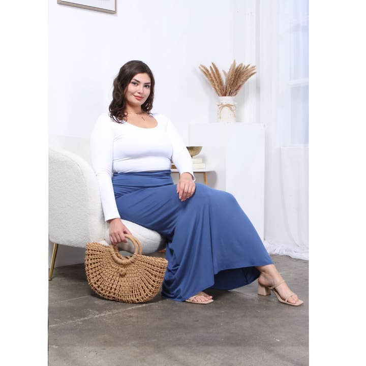 Azules Clothing - Wholesale Skirt - Women's - Azules Plus Boho Maxi: Elegant Soft & Stretchy Skirt6