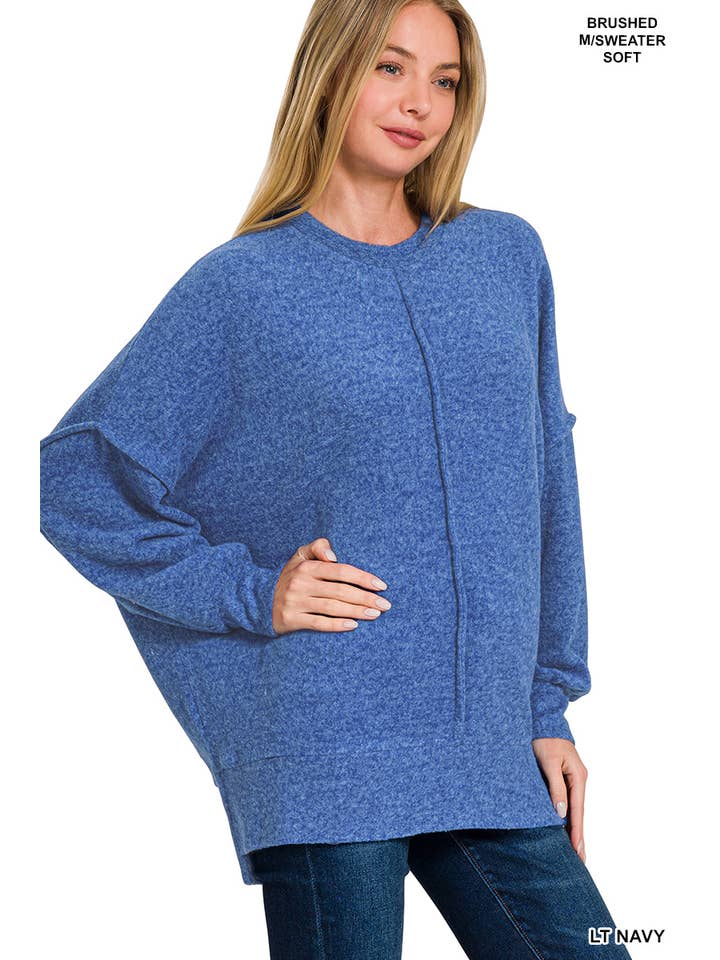 42POPS - Wholesale Knit Sweater - Women's - 1014 Brushed Melange Hacci Oversized Sweater SI-265558