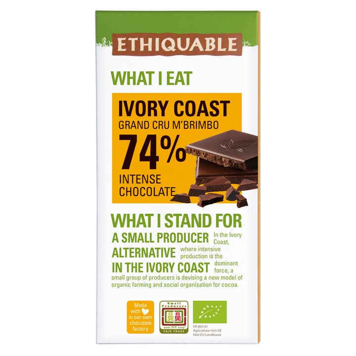Pure chocolade 74% - Ivoorkust 100g voor wholesale door Ethiquable