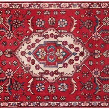 Couloir en laine noué à la main Tabriz Caroline rouge beige antique vintage - 3'0'' x 8'2'' pour la vente par Arshs Fine Rugs