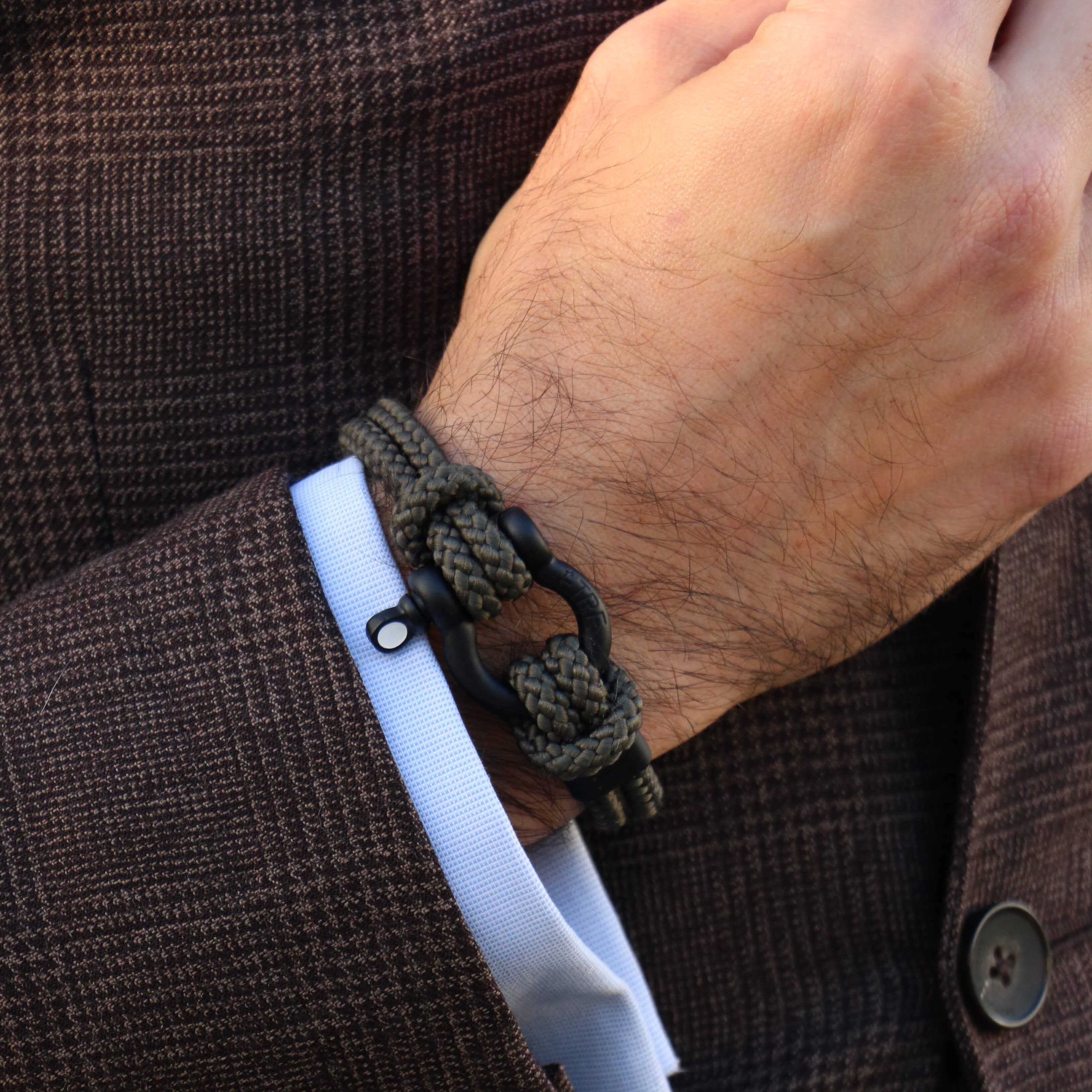 Être - Bracelets & Accessories - Vendita all'ingrosso Bracciale in tessuto/intrecciato - Bracciale da uomo | Poseidon - vert notte1