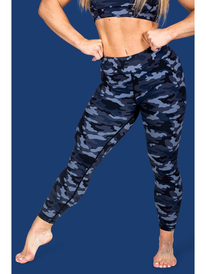 GRRRL - Wholesale Athletic/Lounge Leggings - Women's - Assassin Blue Camo SLIX Leggings