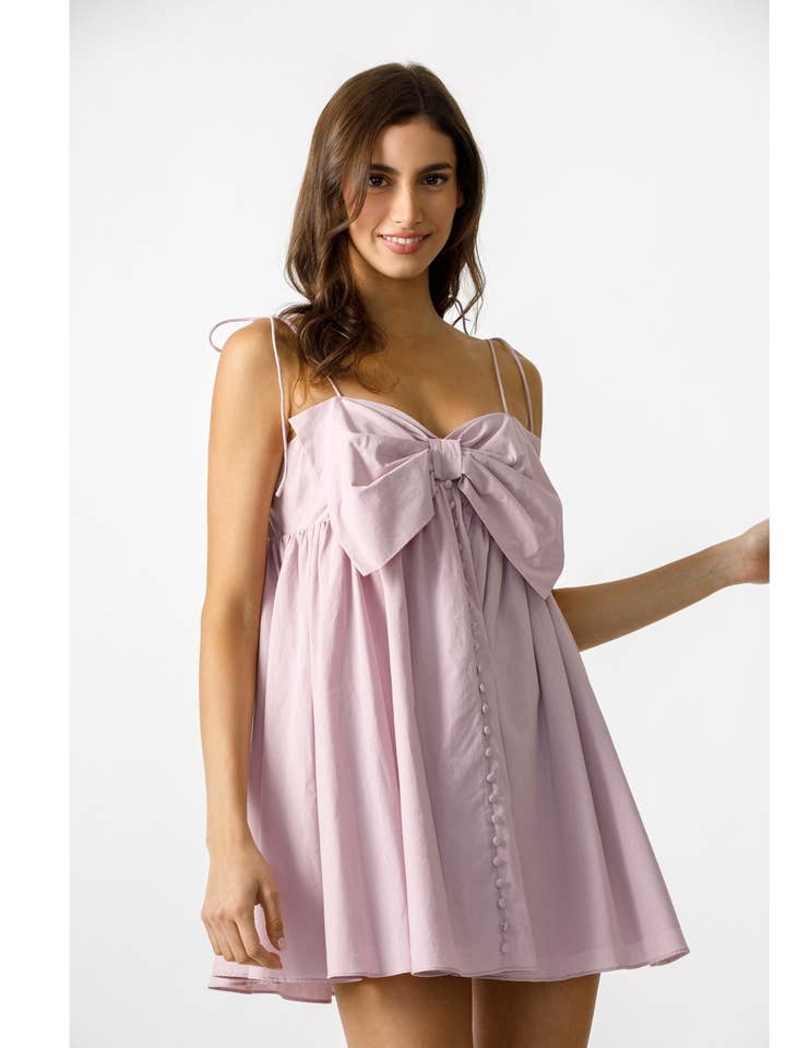 JD5382-2- MONOCHROMATIC LARGE BOW BABY DOLL DRESS for wholesale by STORIA