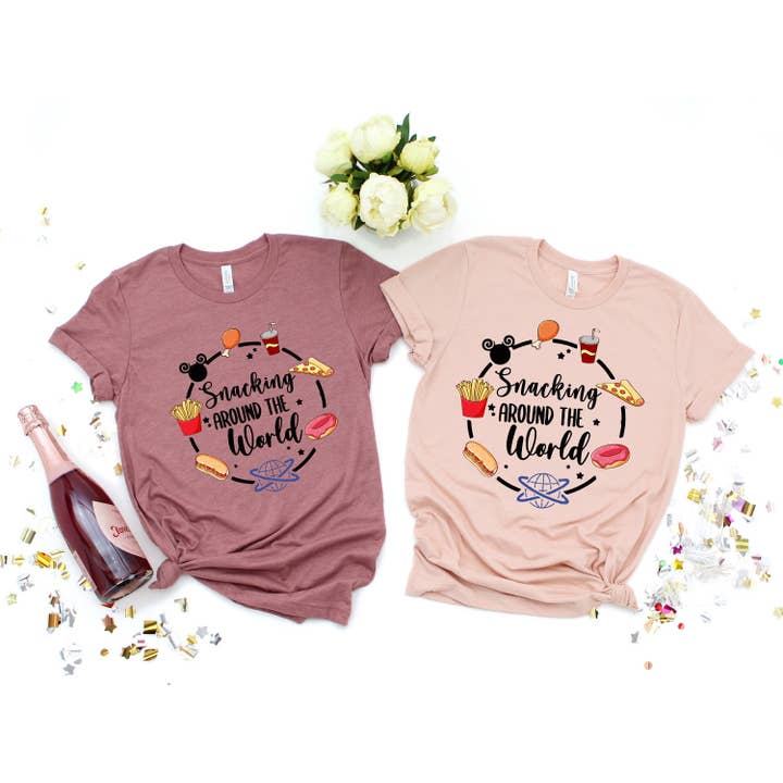 PrimestoreUS - Wholesale Screen Printed T-Shirt - Women's - Snacking Around The World Shirt, Birthday Shirts, Vacation Shirt, Snacks Shirt Shirt, Snack Tank, Epcot Drinking Shirt, Vacation Gift Shirt