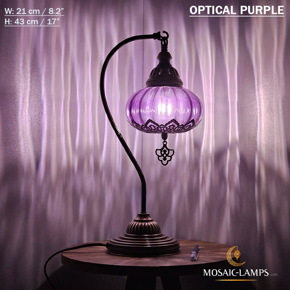 Mosaic Lamps - Vente Lampes d'appoint/de bureau - Lampe de table en verre clair à col de cygne, 8 modèles différents - Ottoman Gooseneck23