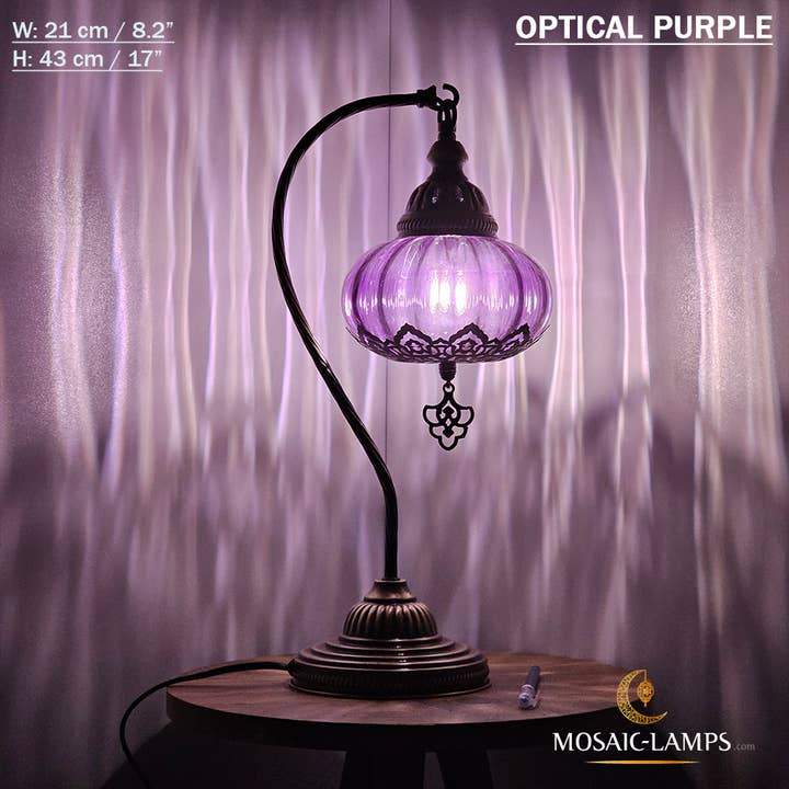Mosaic Lamps - Vente Lampes d'appoint/de bureau - Lampe de table en verre clair à col de cygne, 8 modèles différents - Ottoman Gooseneck23