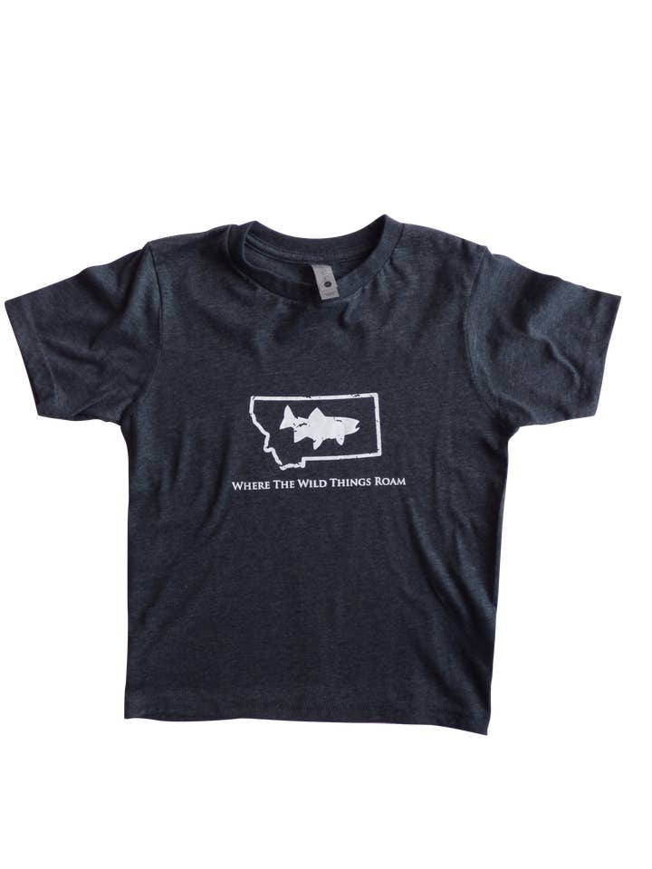 Camisa Niños Carbón con Pescado Salvaje Blanco para venta al por mayor de Montana Tees