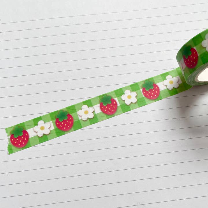 Strawberry Gingham Washi Tape for wholesale by Chu Charms