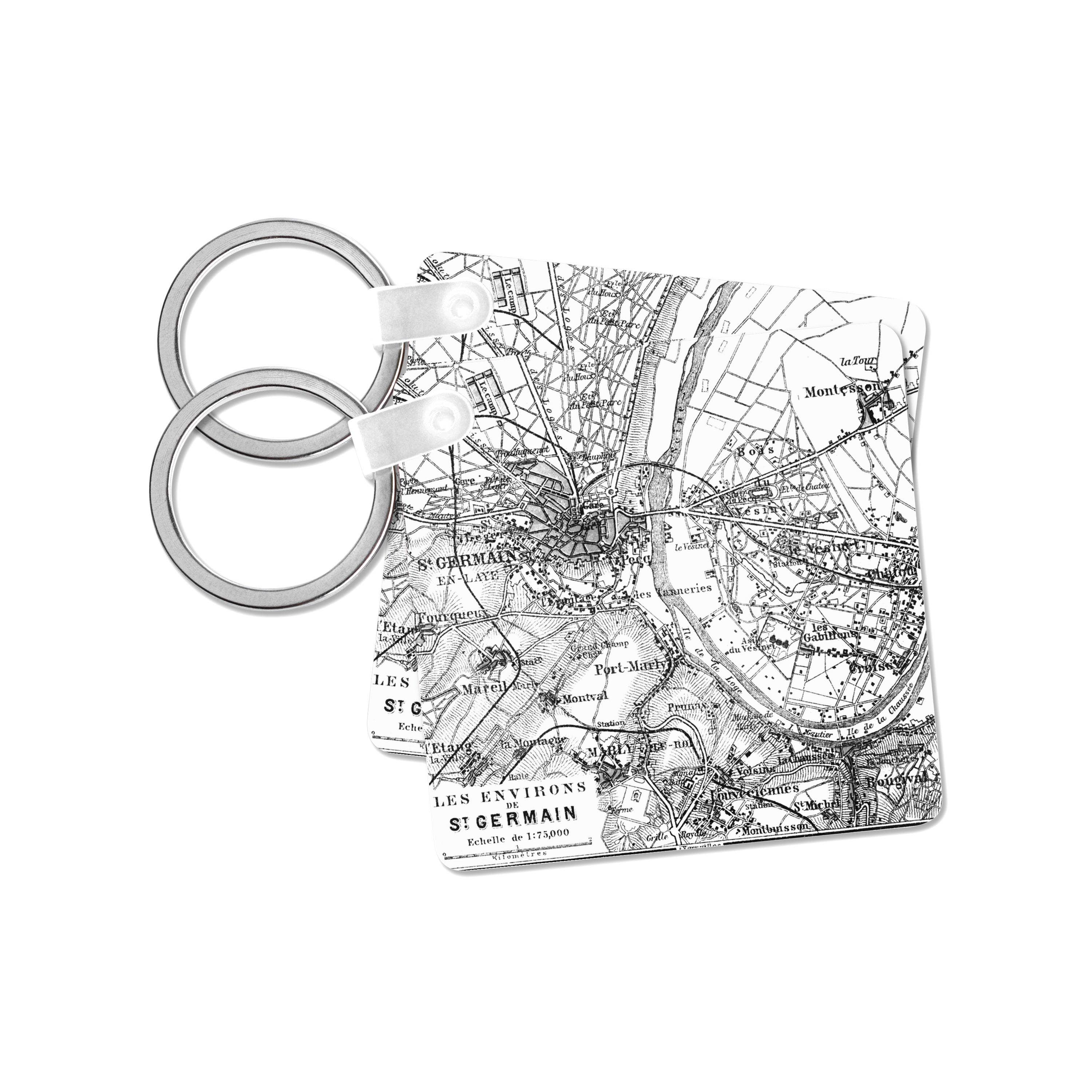 3dRose - Vente Porte-clés – unisexe - 3dRose, Carte Vintage de Paris en France, Porte-clés7