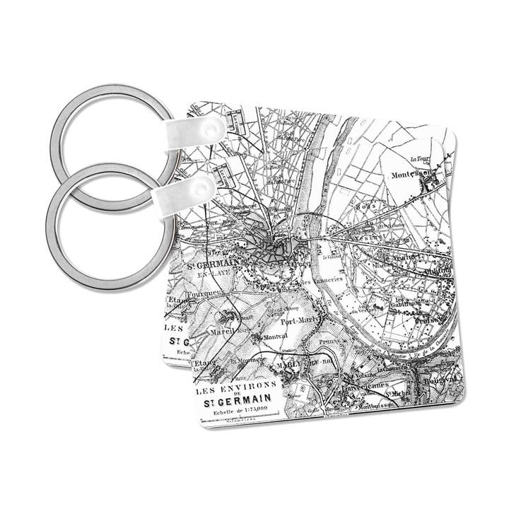 3dRose - Vente Porte-clés – unisexe - 3dRose, Carte Vintage de Paris en France, Porte-clés7