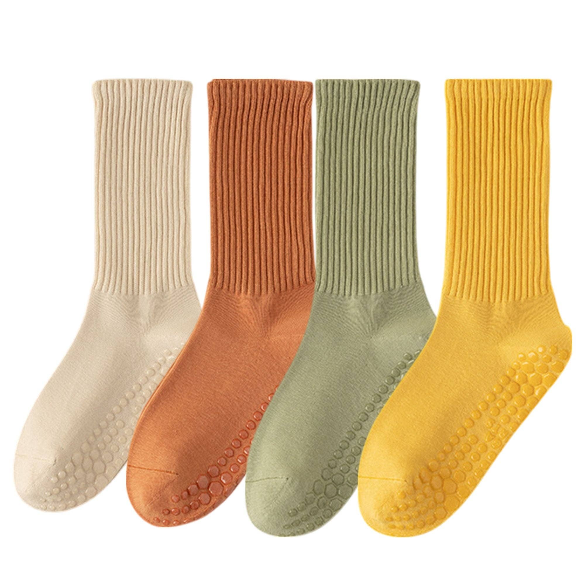 AK Brand - Wholesale Socks – Women's - 4-Pack Anti-Slip Yoga Socks with Grips Comfortable Ribbed De7