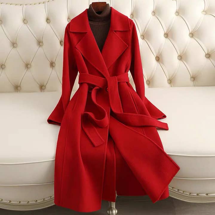 Sanyao Fashion - Wholesale Fur/Faux Fur Coat - Women's - SY296 Slim Fit Mid-Length Double-Faced Wool Coat for Women