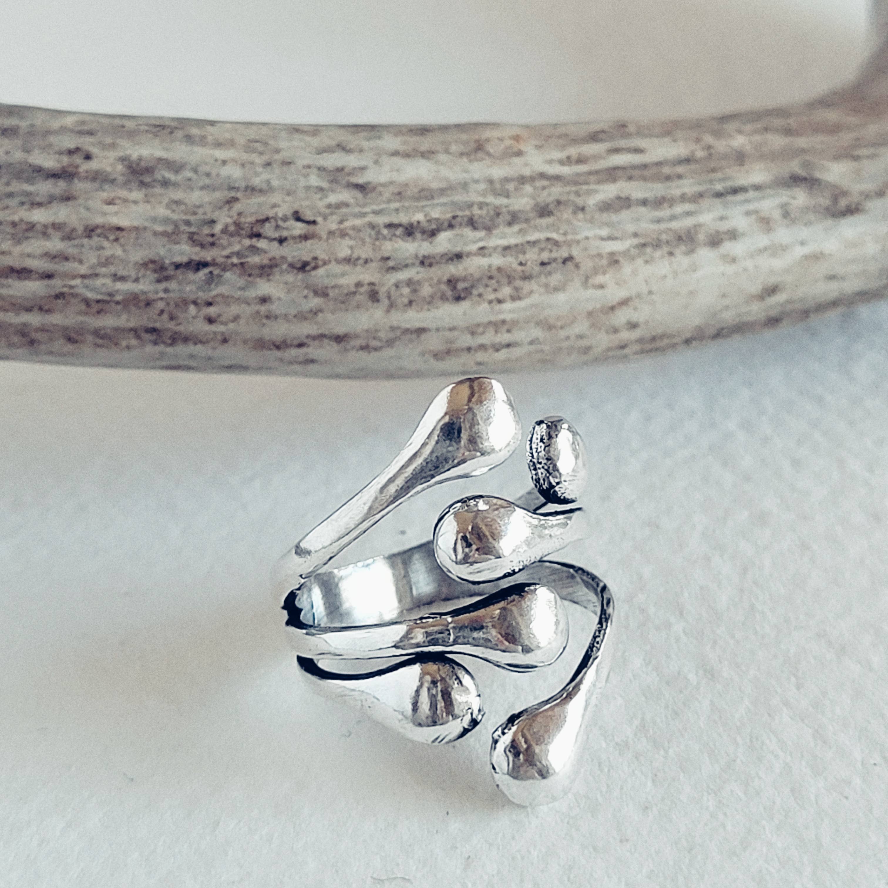 Bisjoux - Wholesale Cocktail/Statement Ring - Brass or silver ring molten cluster handmade10