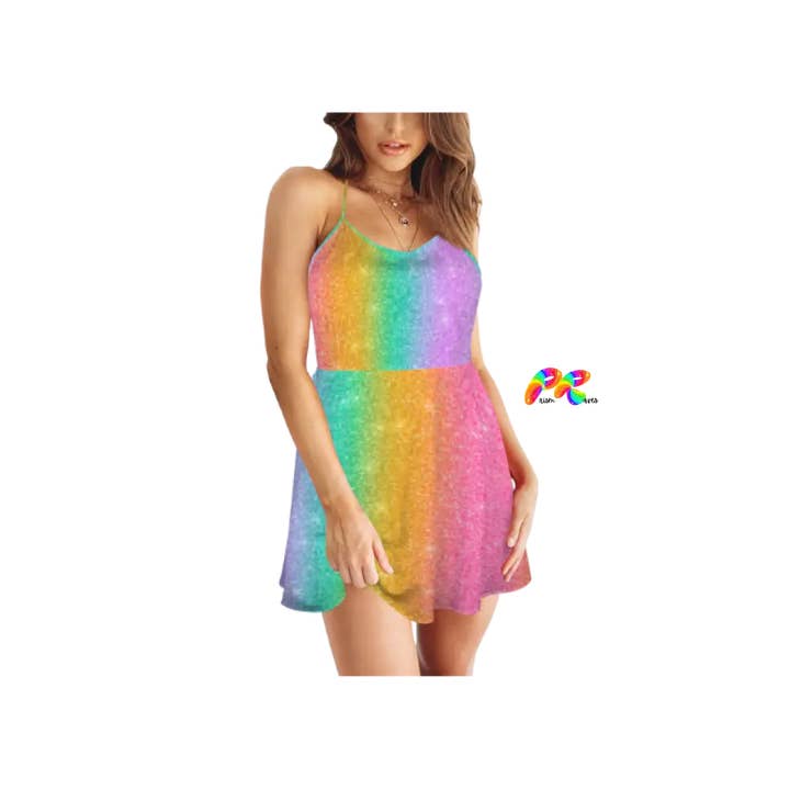 Prism Raves - Wholesale Dress - Women's - Pastel Rainbow Strappy Fairy Rave Dress