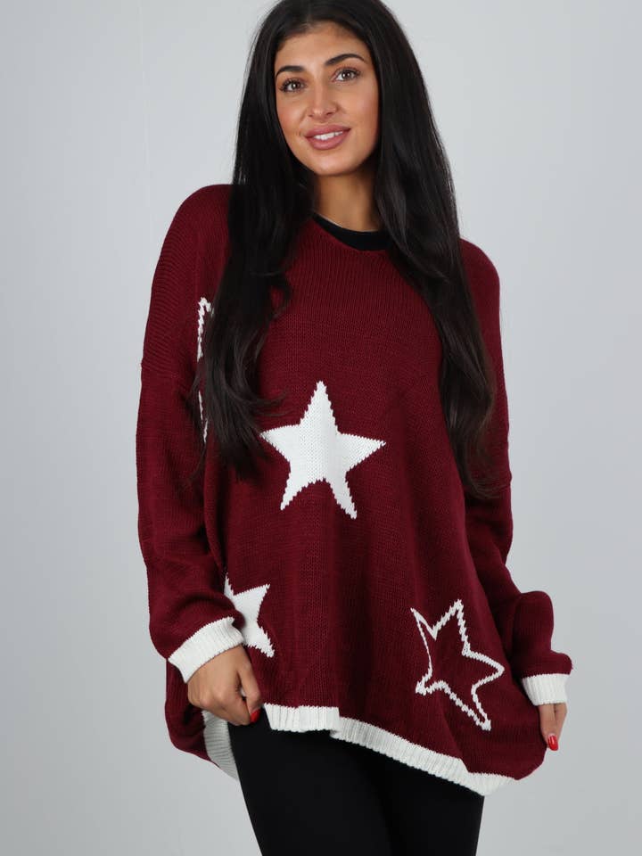 Miss Bold – wholesale Tunic sweater – Women’s – Italian Oversized Star Print Long Sleeve Jumper44