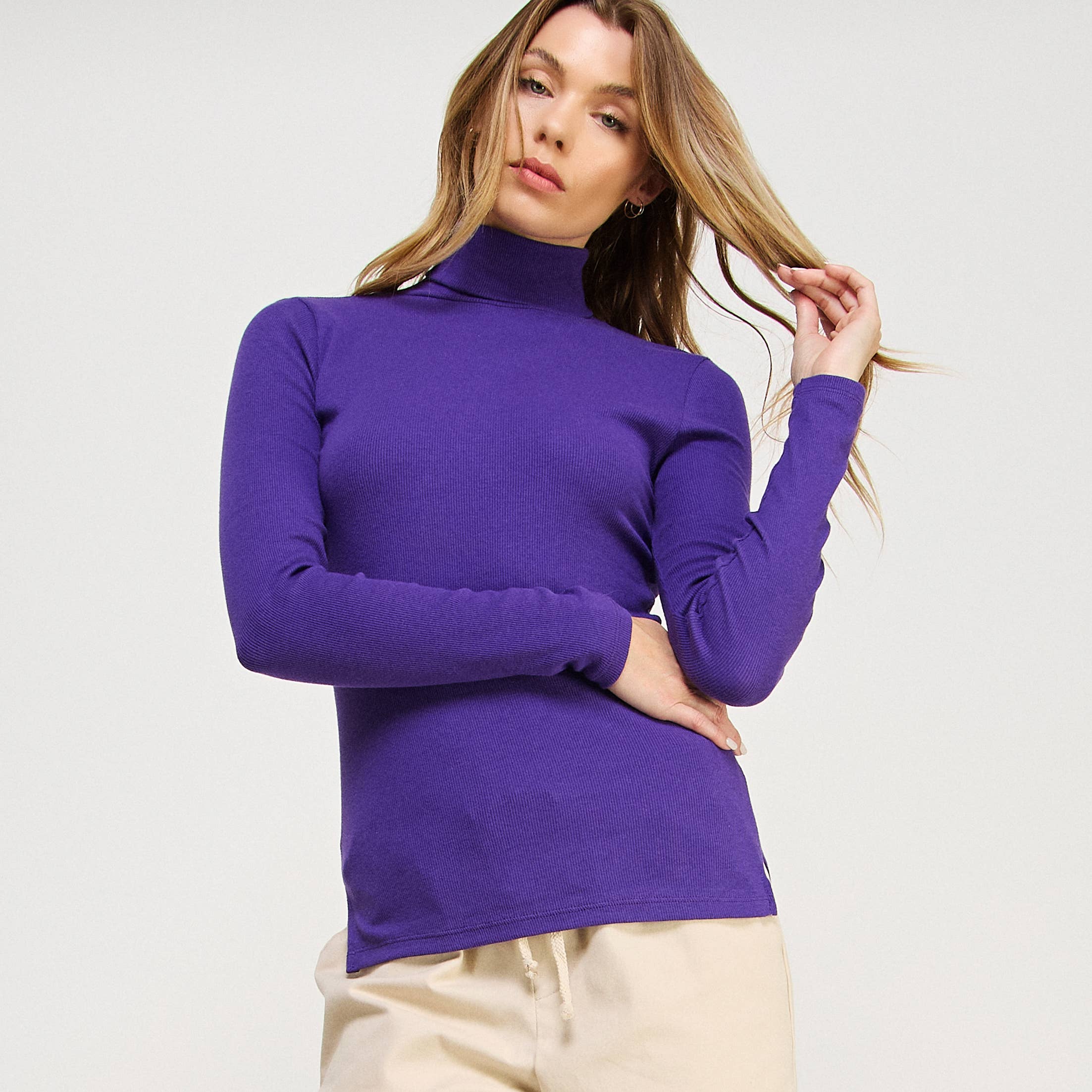 FREEZIA - Wholesale Knit Top - Women's - RIBBED TURTLE NECK SWEATER LONG SLEEVE TOP-F67933-D612