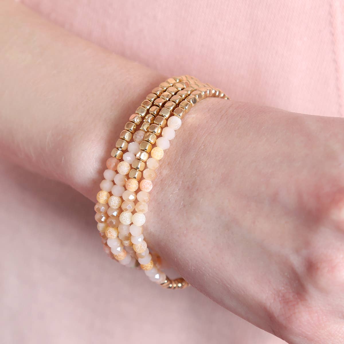 MYS Wholesale Inc - Wholesale Beaded Bracelet - Brass, Stone, Glass Four Set Beads Bracelet22