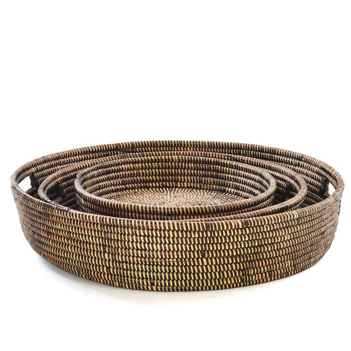 Swahili | AFRICAN MODERN - Wholesale Decorative Tray - Set of Three Black Nesting Trays
