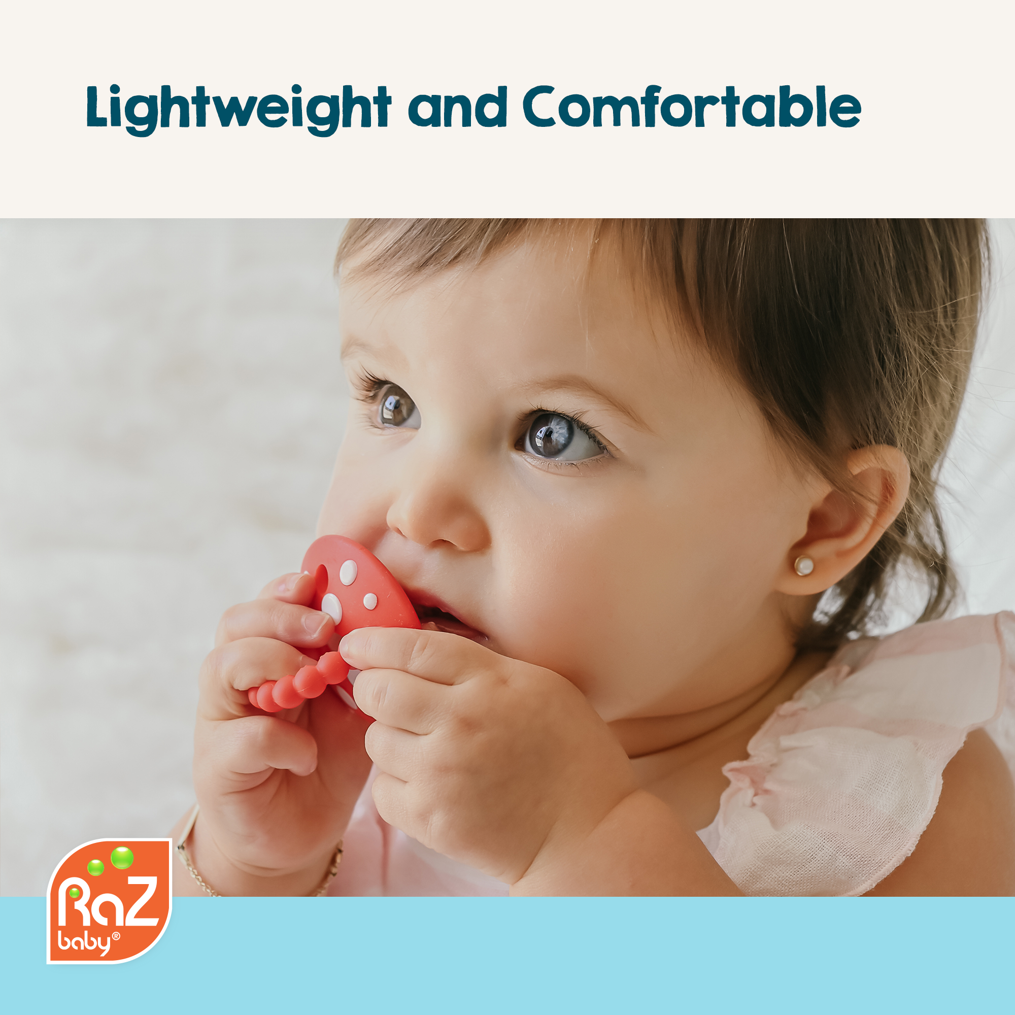 RaZbaby - Wholesale Teether (Not Clip-On) - Baby - Chompy Mushroom Silicone Teether - 2PK3