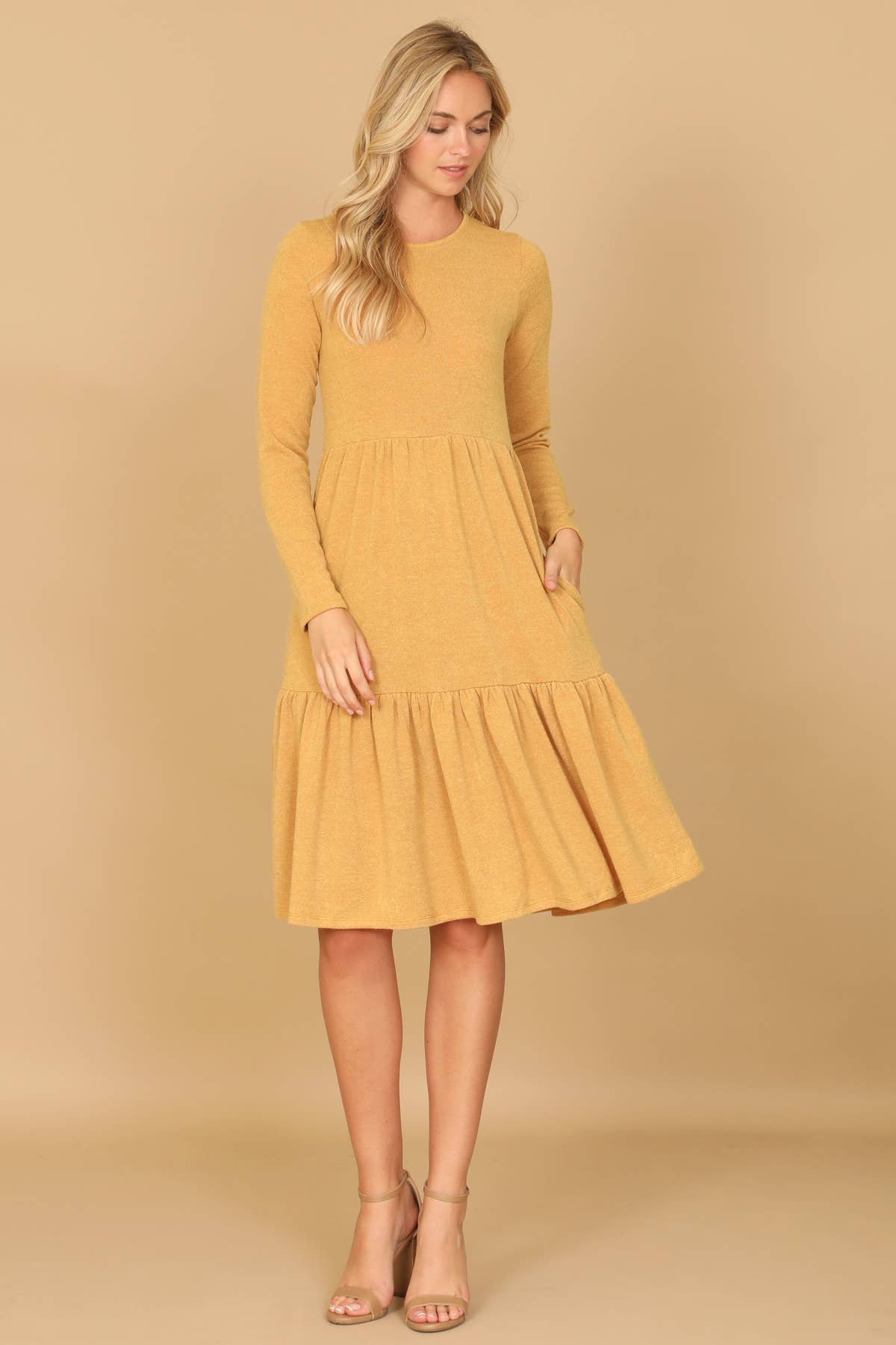 You & Me - Vente Robe – femme - ROBE À PLUSIEURS NIVEAUX EN CHAMBRAY À MANCHES LONGUES ET COL ROND YMD10121V12