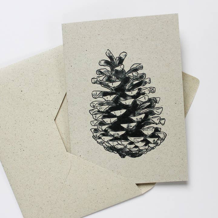 NOA Papeterie - Wholesale Everyday Greeting Card - folding card made of grass paper, cones1