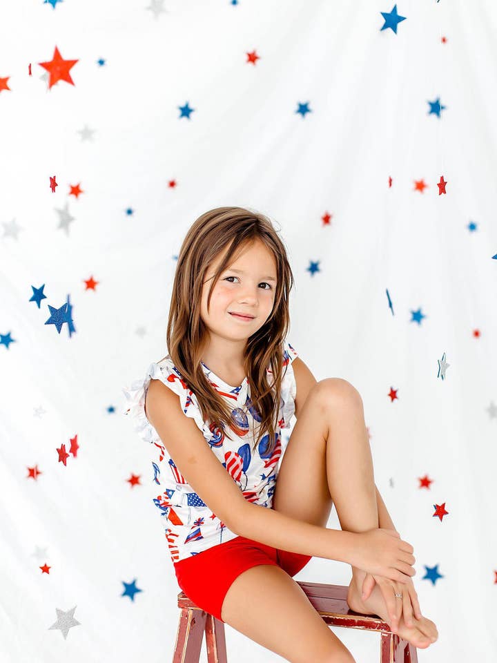 Mila & Rose - Wholesale Shorts - Kids - Red Twirl Shorts1