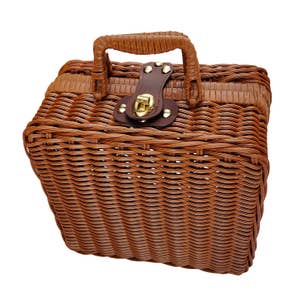 Vintage Miniature Handmade Picnic Basket Set 