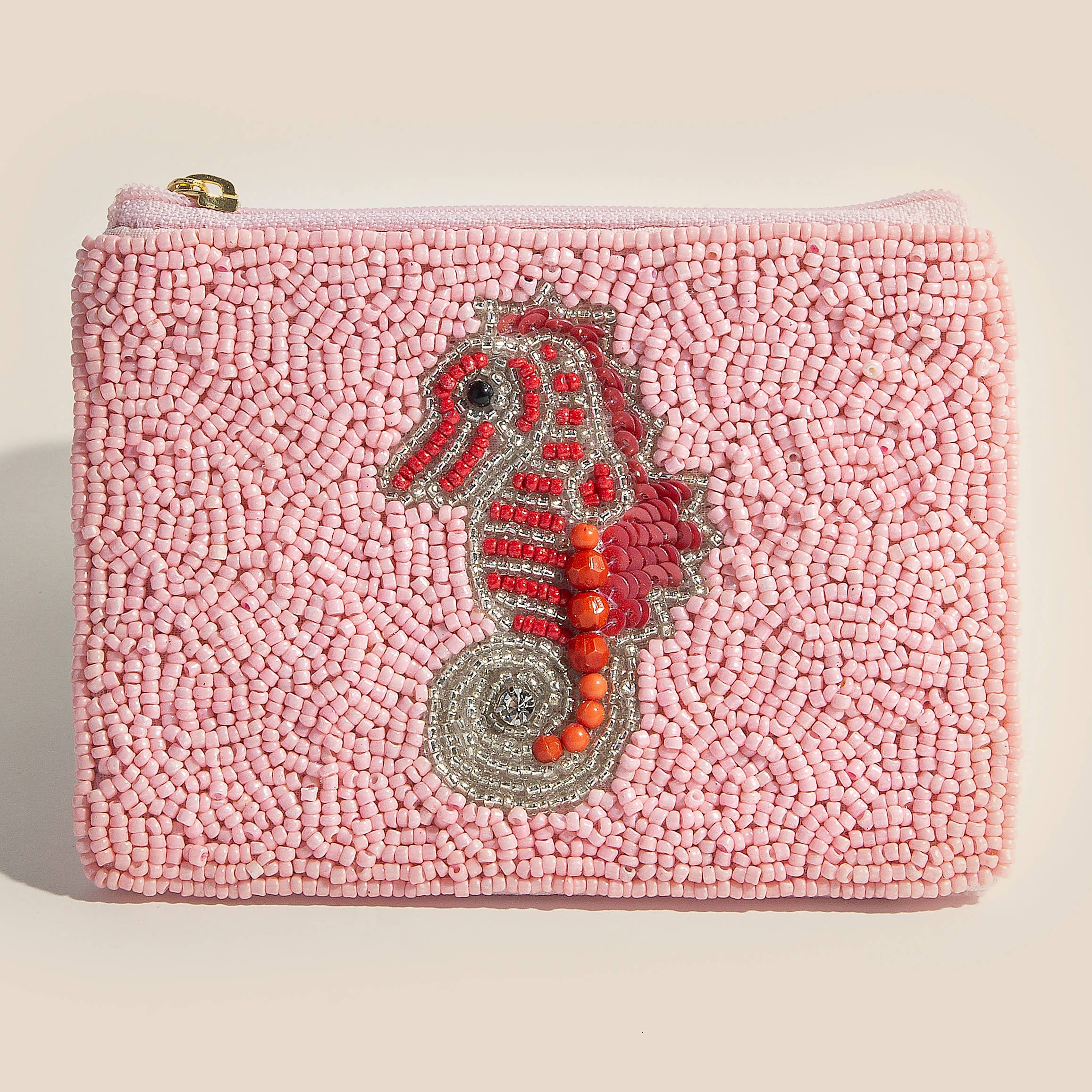 MULTI Seed Beaded Sea Life Sea Horse Coin Purse for wholesale on Faire0