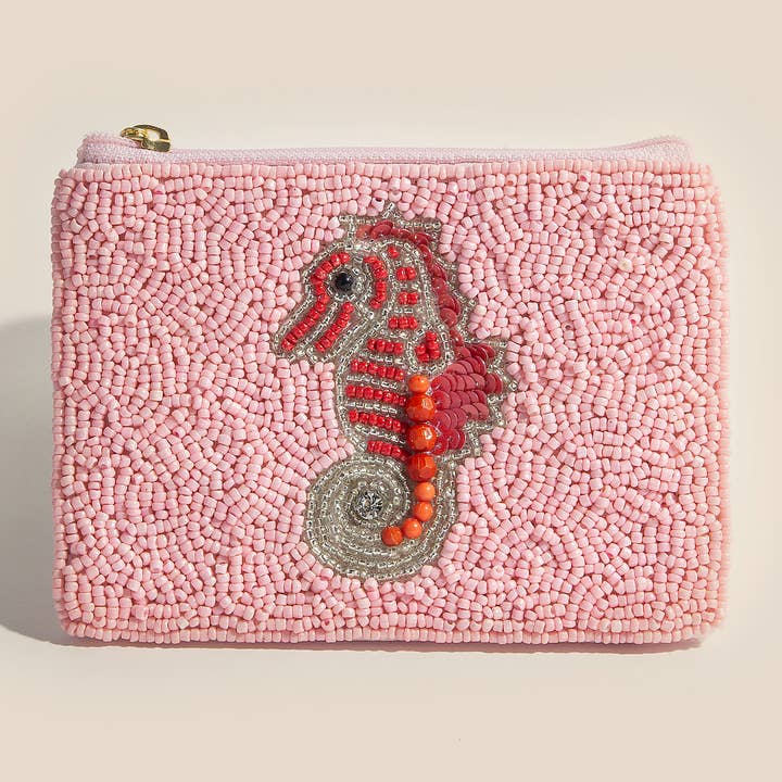 Seed Beaded Sea Life Sea Horse Coin Purse for wholesale by Anarchy Street
